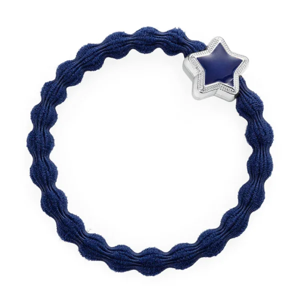 Enamel Silver Star Navy Blue