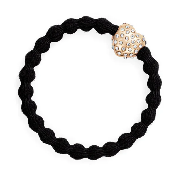 Gold Diamanté Bubble Heart Black