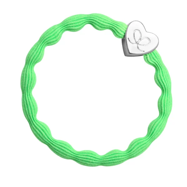 Silver Heart Neon Lime Green