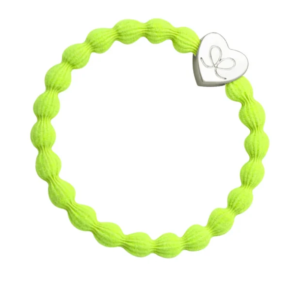 Silver Heart Neon Lemon Yellow