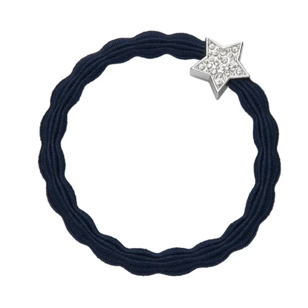 Silver Diamante Star Navy Blue