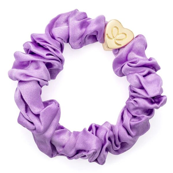 Gold Heart Silk Scrunchie Lilac