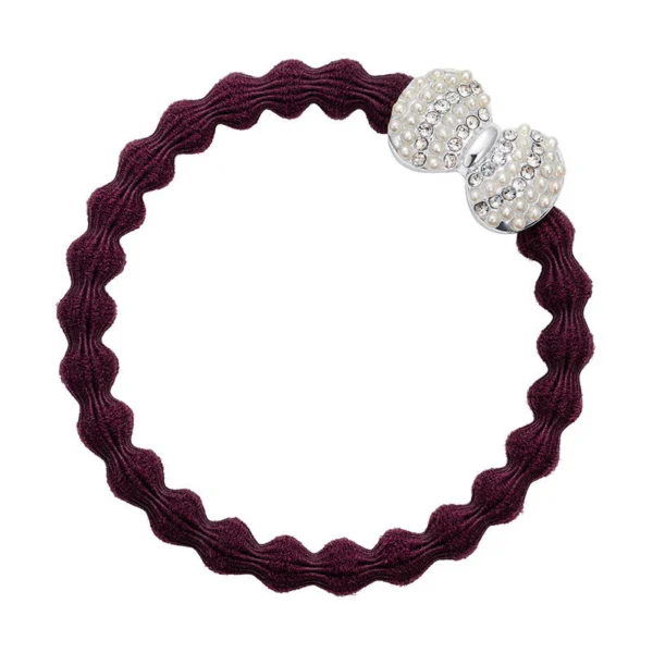 Silver Diamante Bow Plum