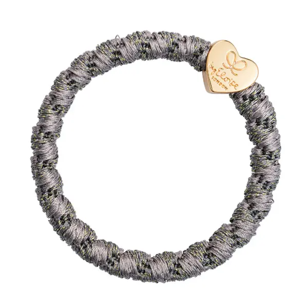 Gold Heart Woven Pebble Grey