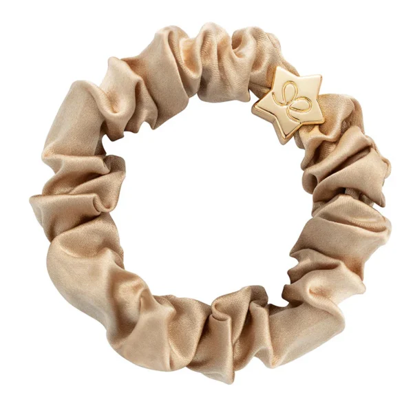 Gold Star Silk Scrunchie Sand