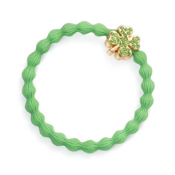 Gold Diamante Clover Apple Green