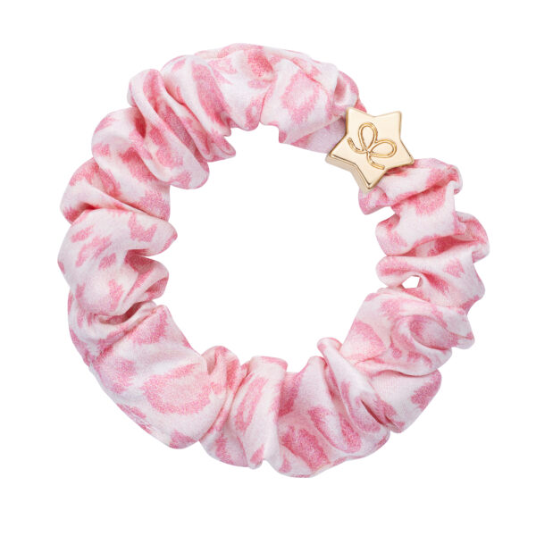 Gold Star Silk Scrunchie Pink Leopard