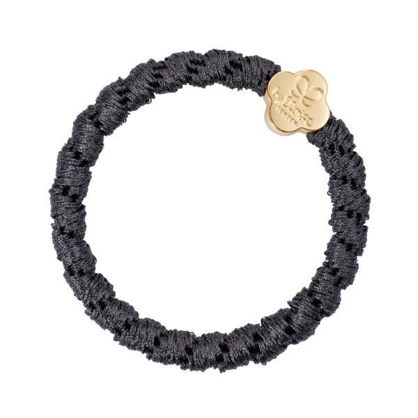 Woven Gold Quatrefoil Charcoal Grey